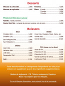 Menu Pizza Cros - Les  desserts et boissons