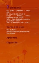 Menu Les Jardins de Marrakech - Les boissons, carte des vins, digestifs, aperitifs