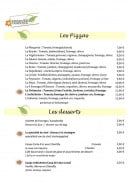 Menu Restaurant du Camping de Privas - Pizzas et desserts