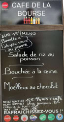 Menu Café de la Bourse - Exemple de menu