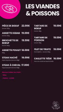 Carte et menu de Chez Popeye à Vogue — Viandes et poissons