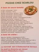 Menu Chez Scarlou - les pizzas