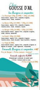 Menu Chez gousse d'ail - Les burgers