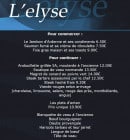 Menu L'Elysé - Entrées et plats