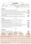Menu La Papillote - Les entrées, plats et desserts