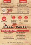 Menu Pizza party - Les desserts, boissons et milkshake, ...