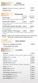 Menu La Croustillade - Le kebab, hamburgers, menu enfant et softs