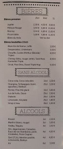 Menu Les 3 C - Les bières, alcools et sans alcools