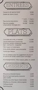 Menu Les 3 C - Les entrées, plats et desserts