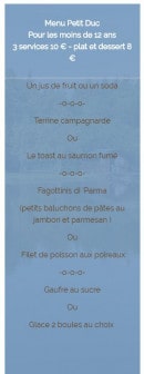 Menu Le Lion D'Or - Menu petit duc