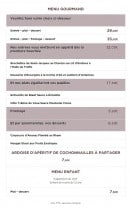 Carte et menu de Auberge du Pied des Monts à Grivy Loisy — Menu gourmand et enfants