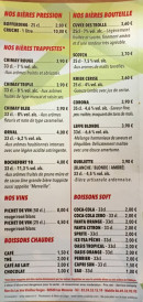 Menu IcroKcafé - Les bières, vins, ...