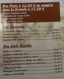 Menu Le Coeur du village - Les plats et couscous
