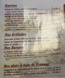Menu Le Coeur du village - Les entrées, grillades et burgers, ...