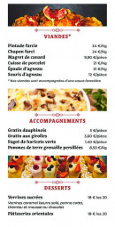 Carte et menu de Rôtisserie Du Pont Vert à Troyes — Les viande, accompagnements et desserts