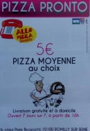 Menu Allo Pizza Pronto - Carte et menu Allo Pizza Pronto Romilly sur Seine