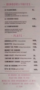 Menu Au Cochon qui s’éveille - Les plats, burgers et frites