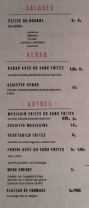 Menu Au Cochon qui s’éveille - Les salades, kebab et autres