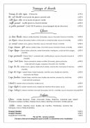 Menu Les Voiles - Les fromage, desserts, glaces et parfums