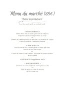 Carte et menu de L'Aube des Sens à Creney Pres Troyes — Menu du marché