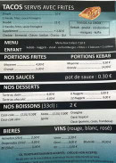 Menu Berfin' Express Kebab - Les tacos, desserts, ...