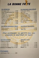 Menu La Bonne Frite - Apéritifs, boissons sans alcools, bières,...