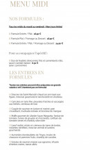 Carte et menu de L’Atelier Savoir et Saveur à Saint Parres Aux Tertres — Les formules et entrées