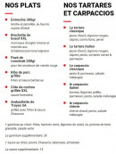 Carte et menu de St Julien à Saint Julien les Villas — Les plats et tartares