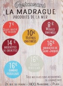 Carte et menu de La Madrague à Narbonne Plage — produits de la mer