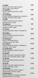 Menu Pizza Giovanni - Pizzas à base sauce de tomate suite