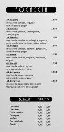 Menu Pizza Giovanni - Focaccia et desserts 