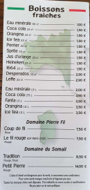 Menu La Tour de Pizz' - Boissons fraîches