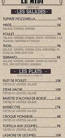 Menu Teleski Nautique - Les salades et plats 