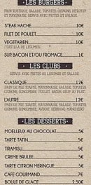 Menu Teleski Nautique - Les burgers, clubs et desserts 