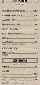 Menu Teleski Nautique - Le soir et encas