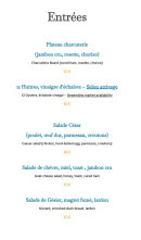 Menu Le Bistro d'Armando - Les entrées