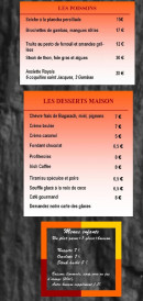 Menu L'Hostellerie - Poissons, desserts et menu enfant