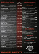 Menu L'instant pizza - Les pizzas base crème fraiche, calzones et salades, ...