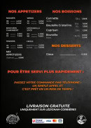 Menu L'instant pizza - Appetizers et boissons