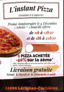 Menu L'instant pizza - Carte et menu L'instant pizza Lézignan-Corbières