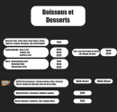 Menu Pizza Mateo - Les boissons et desserts