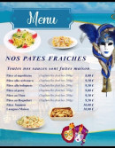 Carte et menu de Pizzéria Vénézia à Port la Nouvelle — Les pates