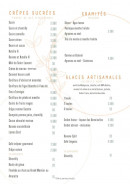 Menu La Pergola - Les crêpes, glaces, ...