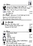 Menu Cafedefa - Les sobres, apéritifs et bières