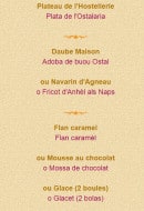 Menu Hostellerie Etienne - menu 21€