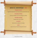 Carte et menu de la rôtisserie Médiévale à Villerouge Termenes — menu de l'archeveque 35€