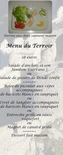 Menu Auberge La batteuse - Le menu à 28€