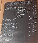 Menu Chez Face d'Huître - L'ardoise