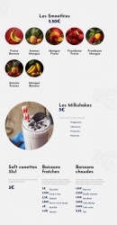 Menu Ice Beach - Les boissons chaudes, milkshakes et smoothies,...