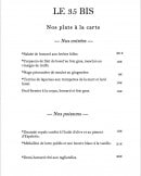 Menu Le 35 bis - Entrées et poissons 